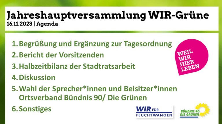 Die Grünen und ‚Wir für Feuchtwangen‘ in der Halbzeitbilanz